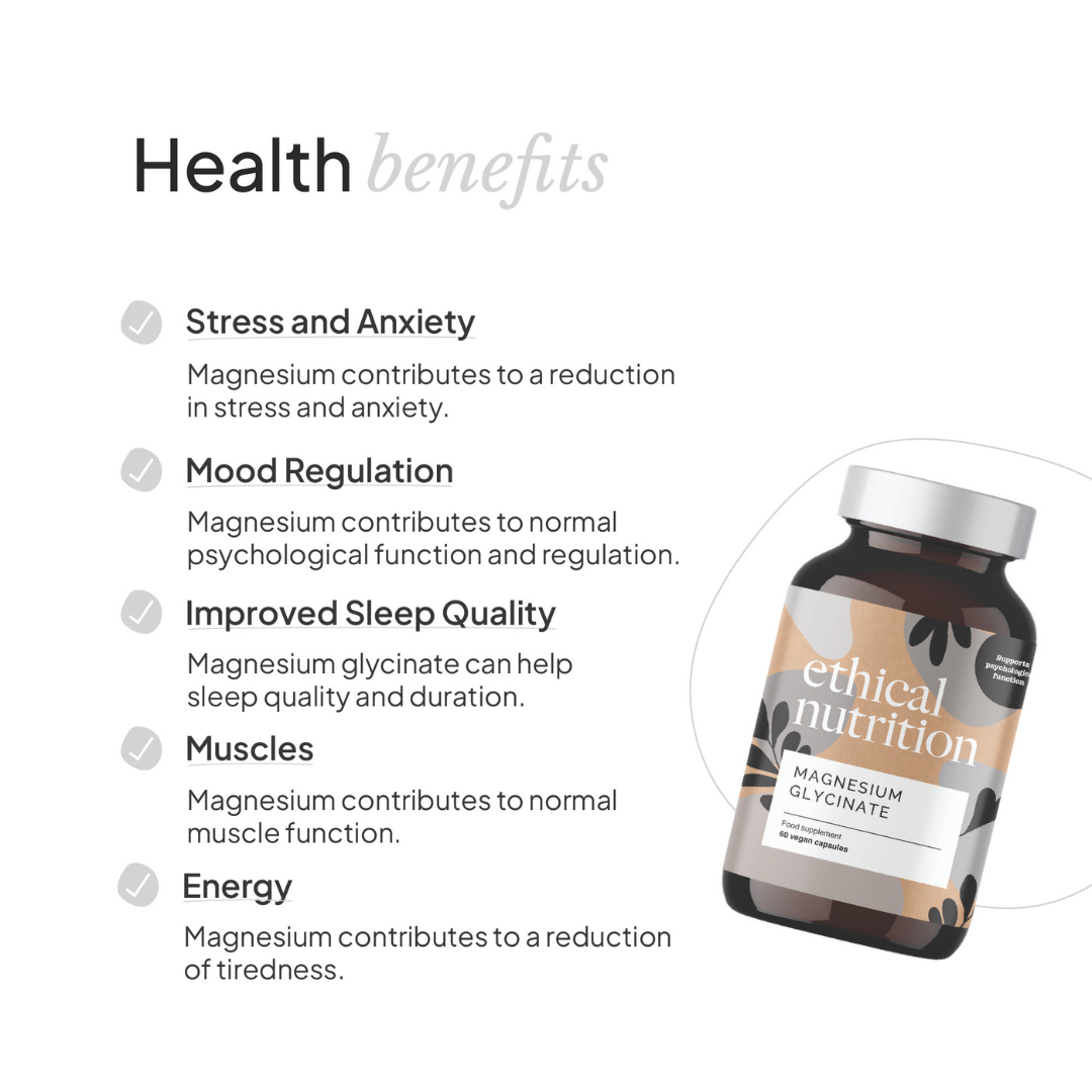 Ethical Nutrition magnesium glycinate benefits infographic