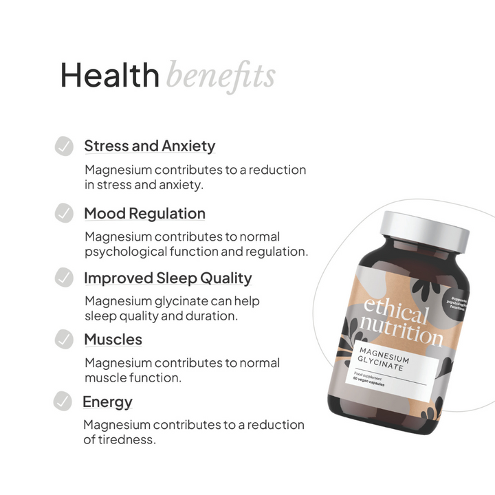 Ethical Nutrition magnesium glycinate benefits infographic