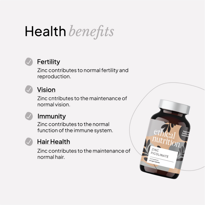 Ethical Nutrition zinc picolinate benefits infographic